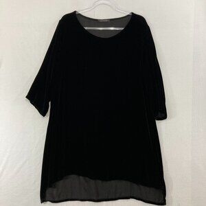 Cut Loose Tunic Large Black Velvet Silk Blend Soft Oversized Comfy Minimalist